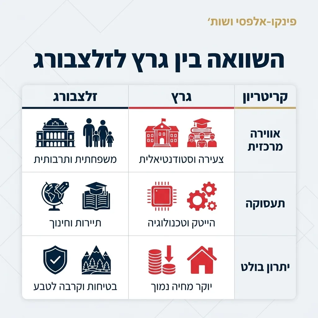 אינפוגרפיקה — השוואה בין גרץ לזלצבורג: השוואה בין גרץ, זלצבורג