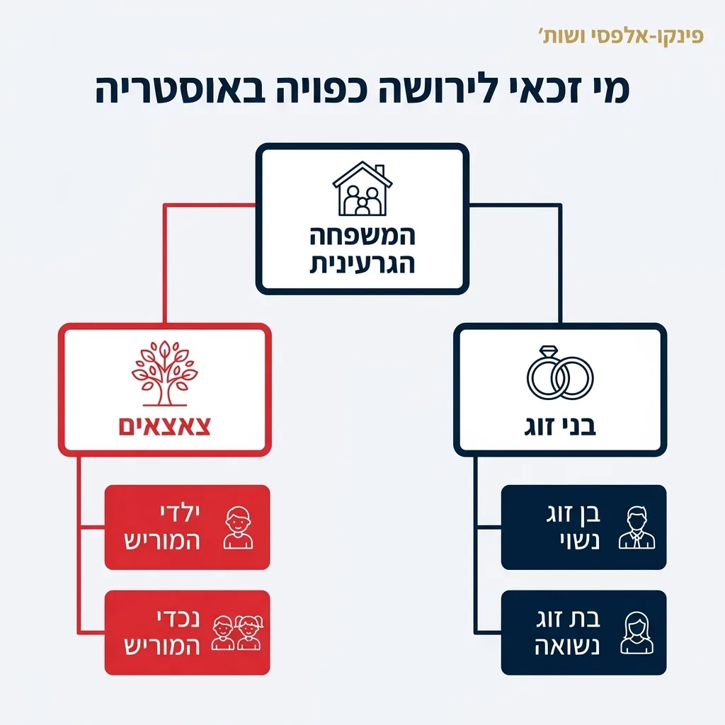 אינפוגרפיקה — מי זכאי לירושה כפויה באוסטריה: המשפחה הגרעינית